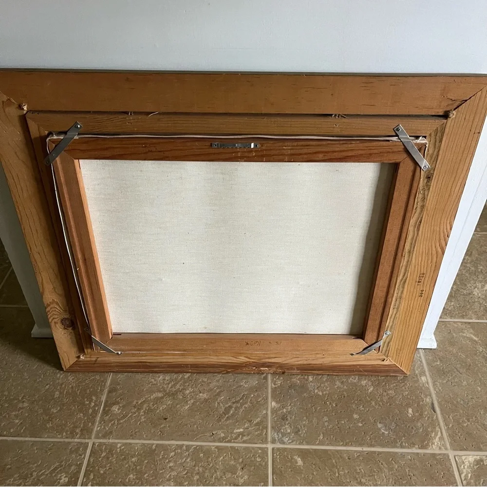 *not for sale* Vintage Framed Bobcat Canvas Oil Painting